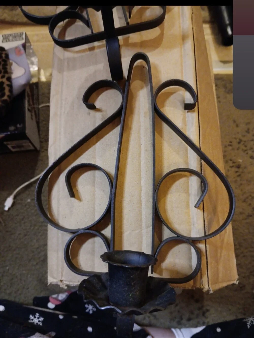 Vintage Black wrought iron Wall Sconces (2)
